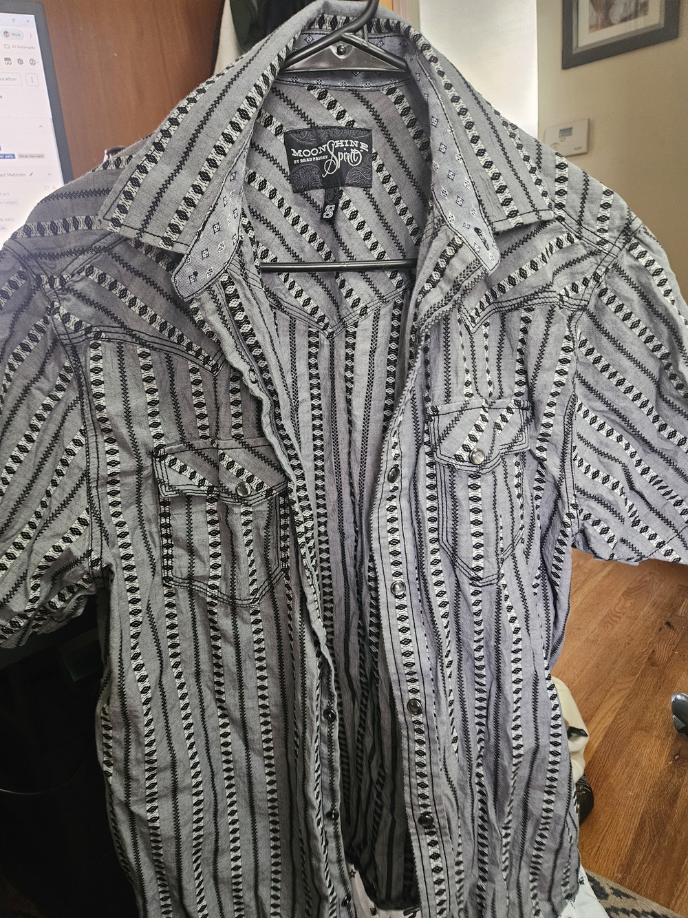 Men's Moonshine Short-Sleeve Button-Up Stripe Shirt